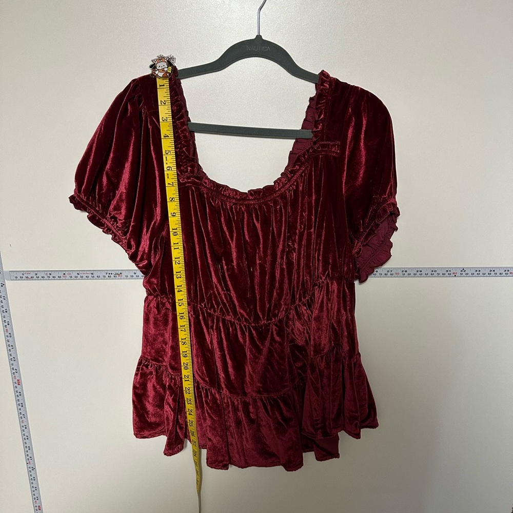 Torrid Red Puff Sleeve Ruched Blouse
